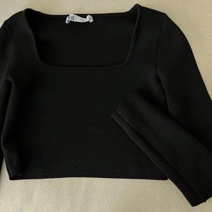 Zara Long Sleeve Black Small Crop Top